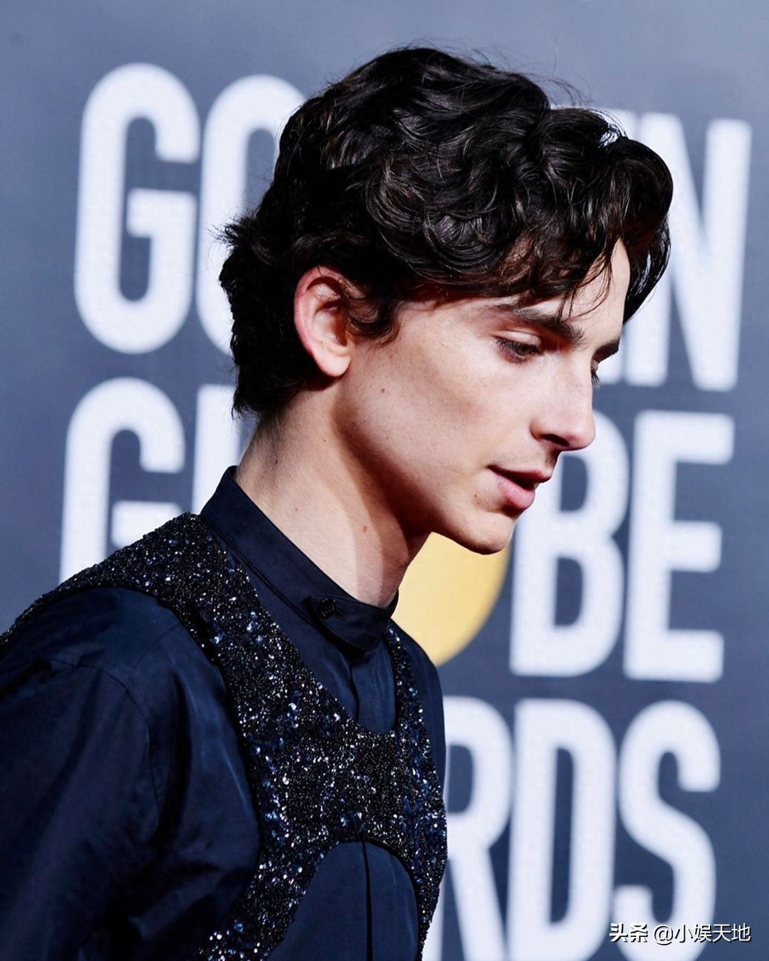 甜茶金球奖回忆照，以黑色造型亮相红毯，五官深邃的甜茶很帅气
